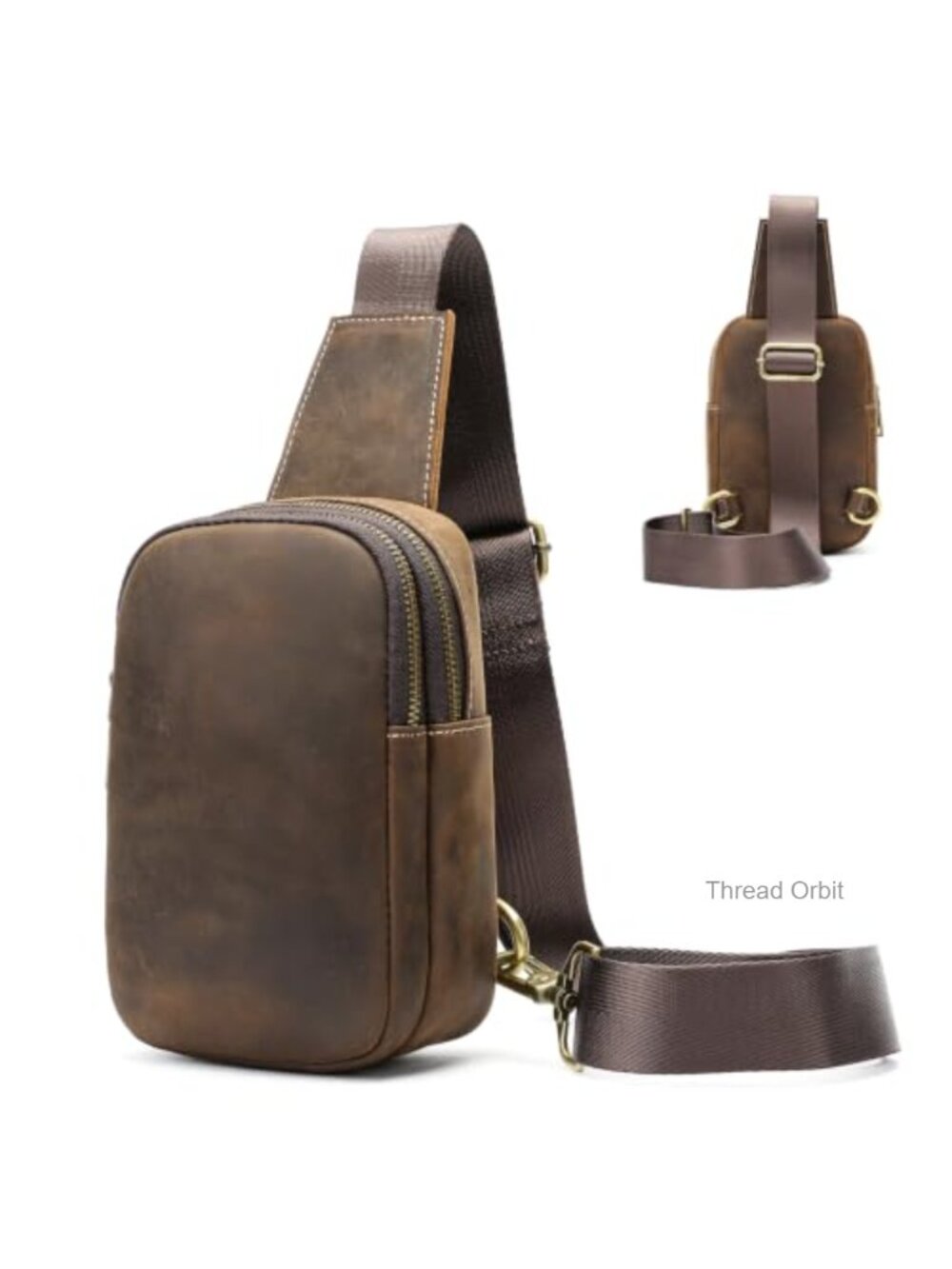Genuine Leather Sling Bag Men's Small Crossbody Purse Chest Daypack